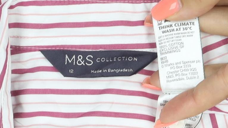 Marks and Spencer Women White Pink Striped Long Sleeve Button-Up Shirt Size 12
