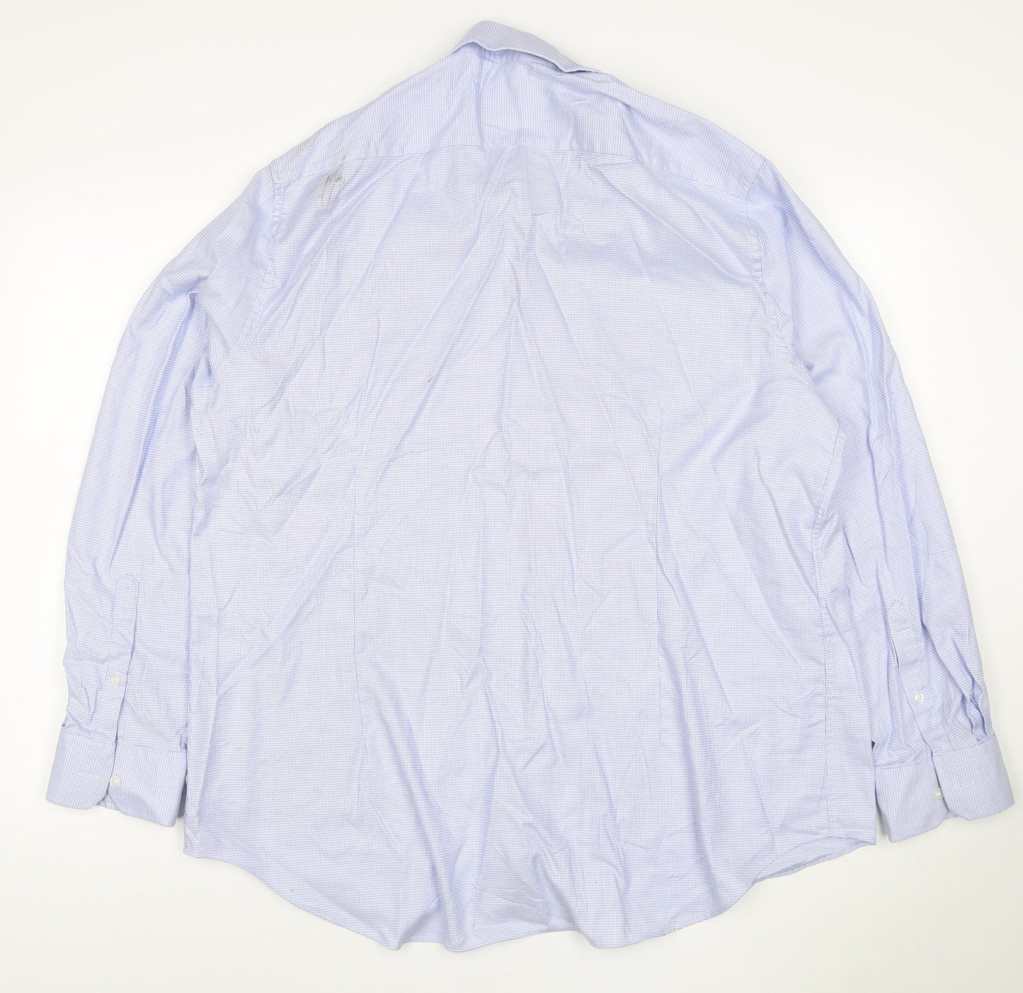 Marks and Spencer Men's Blue Slim Fit Cotton Long Sleeve Shirt Size 18