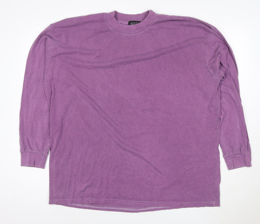BoohooMAN Men's Purple Long Sleeve Graphic Skull T-Shirt Size L