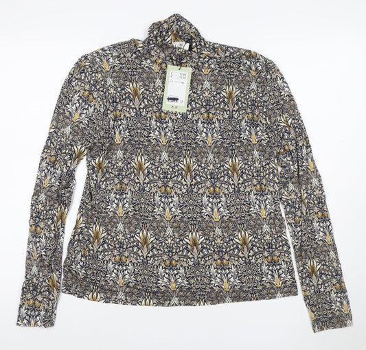 H&M Women’s Multicoloured Roll Neck Floral Jersey Top Size L