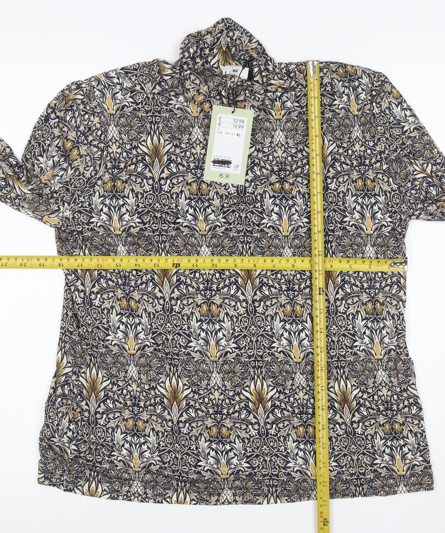 H&M Women’s Multicoloured Roll Neck Floral Jersey Top Size L