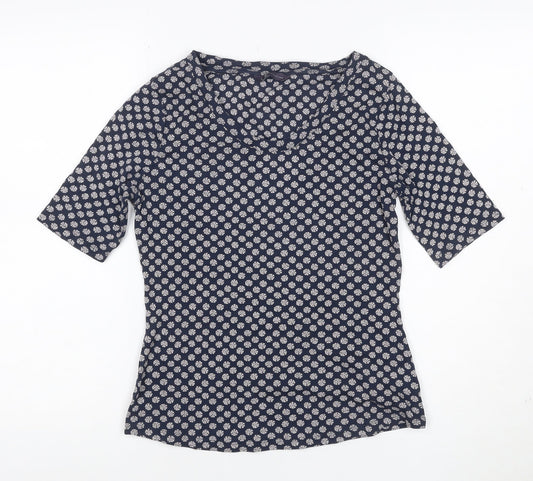 Marks and Spencer Womens Blue Floral Cotton T-Shirt Size 12