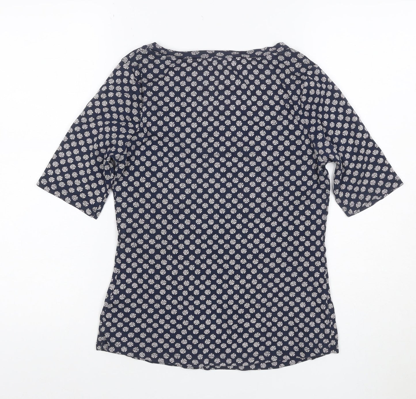 Marks and Spencer Womens Blue Floral Cotton T-Shirt Size 12