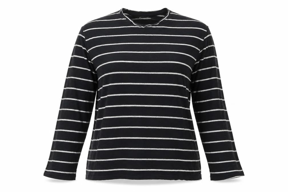 Pull&Bear Women’s Black Striped Long Sleeve Cotton T-Shirt Size 8