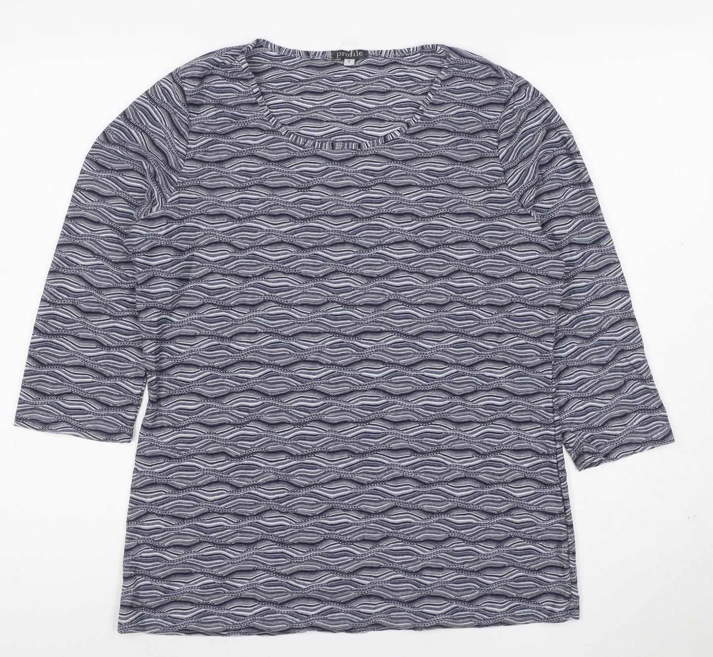 Profile Women’s Blue Wave Pattern Jersey T-Shirt Size 16
