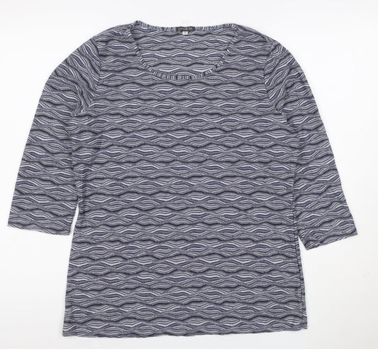 Profile Women’s Blue Wave Pattern Jersey T-Shirt Size 16