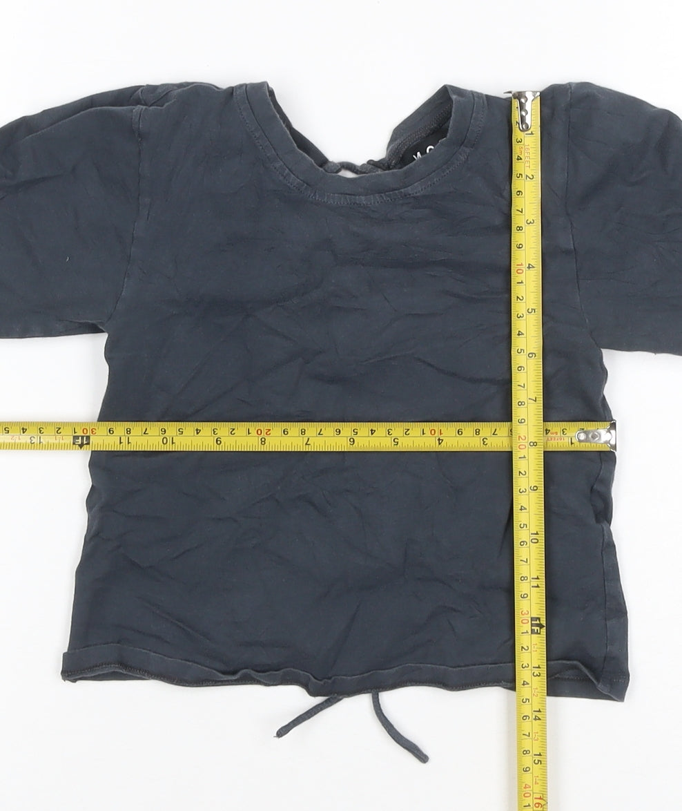 MOTEL Womens Black XS Cropped Long Sleeve Tie Back Top