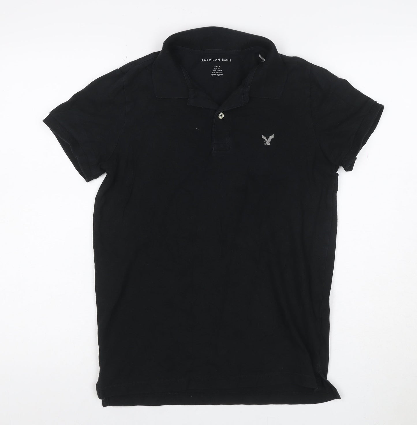 American Eagle Men’s Black Slim Fit Polo Shirt Size S