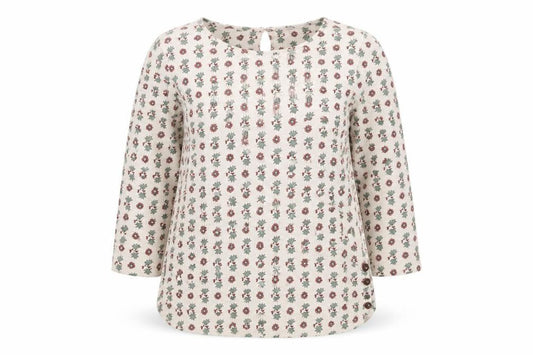 FatFace Women’s Ivory Floral 3/4 Sleeve Cotton Tunic Blouse Size 12