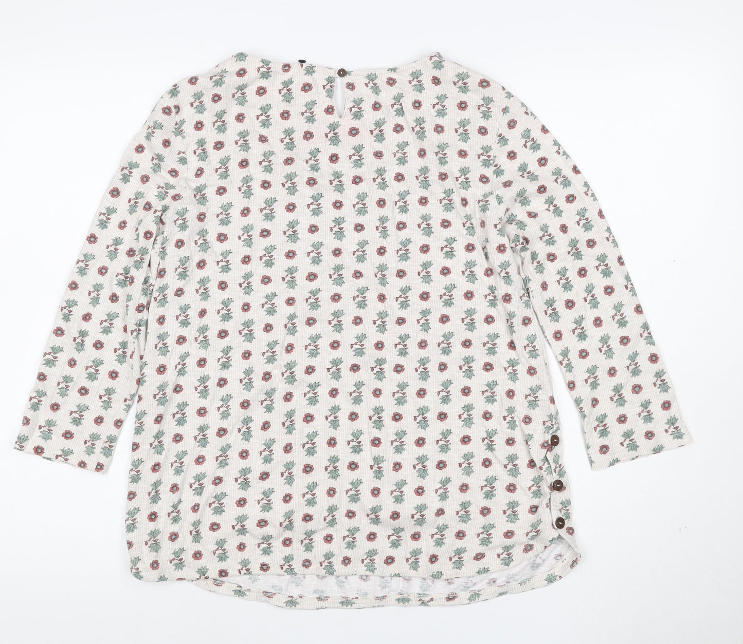 Fat Face Women’s Ivory Floral 3/4 Sleeve Cotton Tunic Blouse Size 12