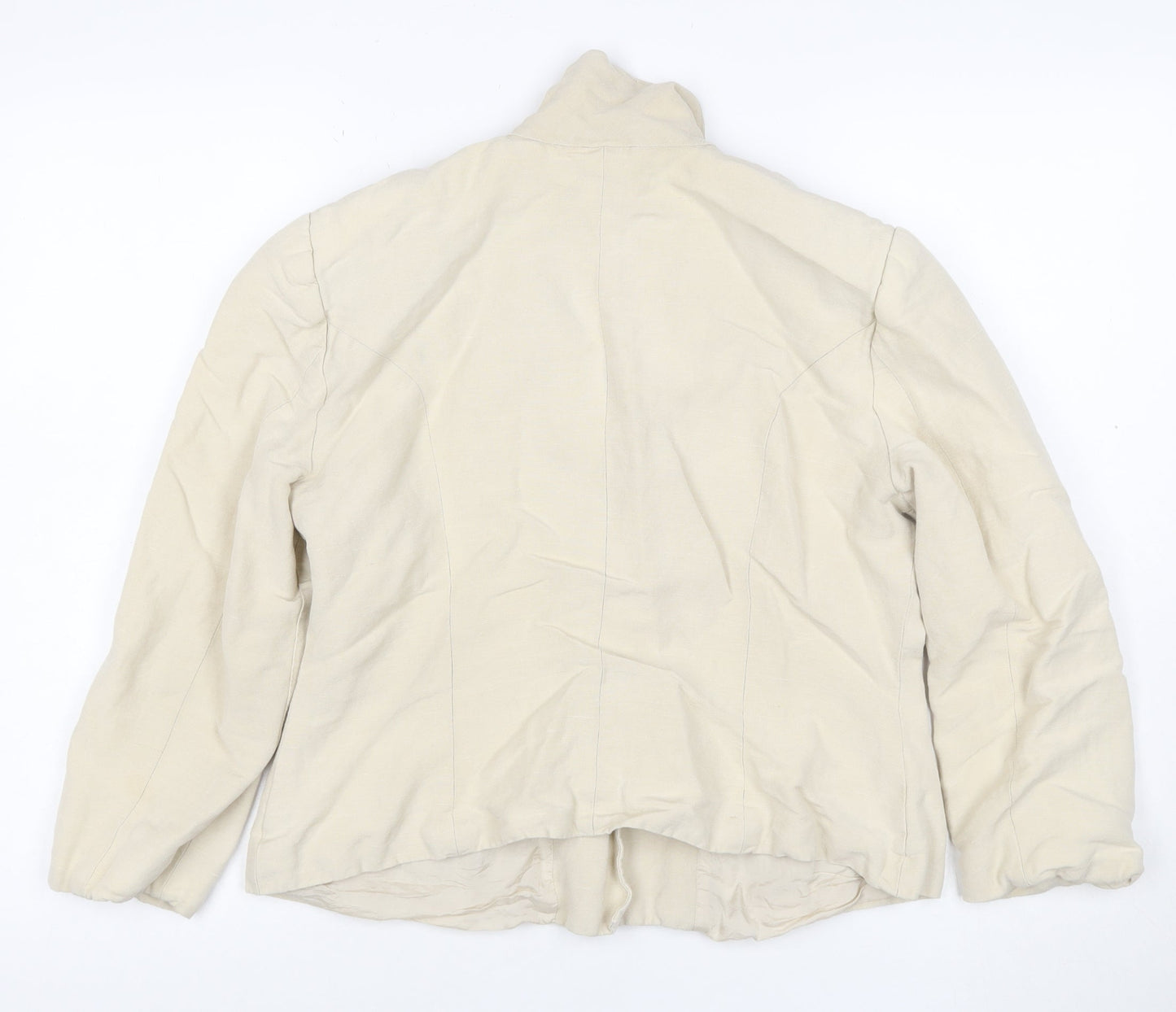 Monsoon Womens Beige Linen Blend Suit Jacket Size 14 Classic Style