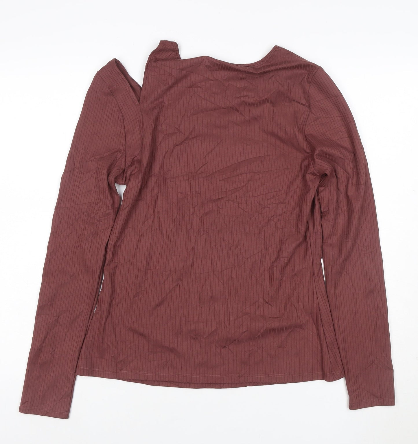 Goodmove Womens Brown Long Sleeve Round Neck Stretch T-Shirt Size 12