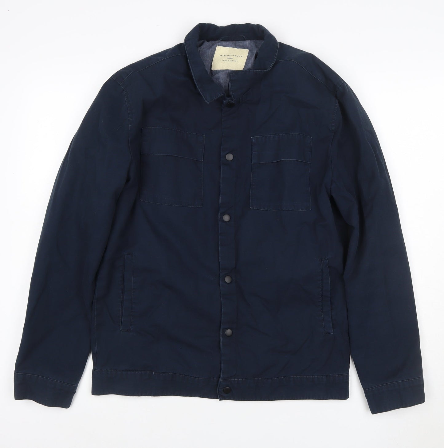 SELECTED HOMME Men's Blue Cotton Casual Jacket Size S