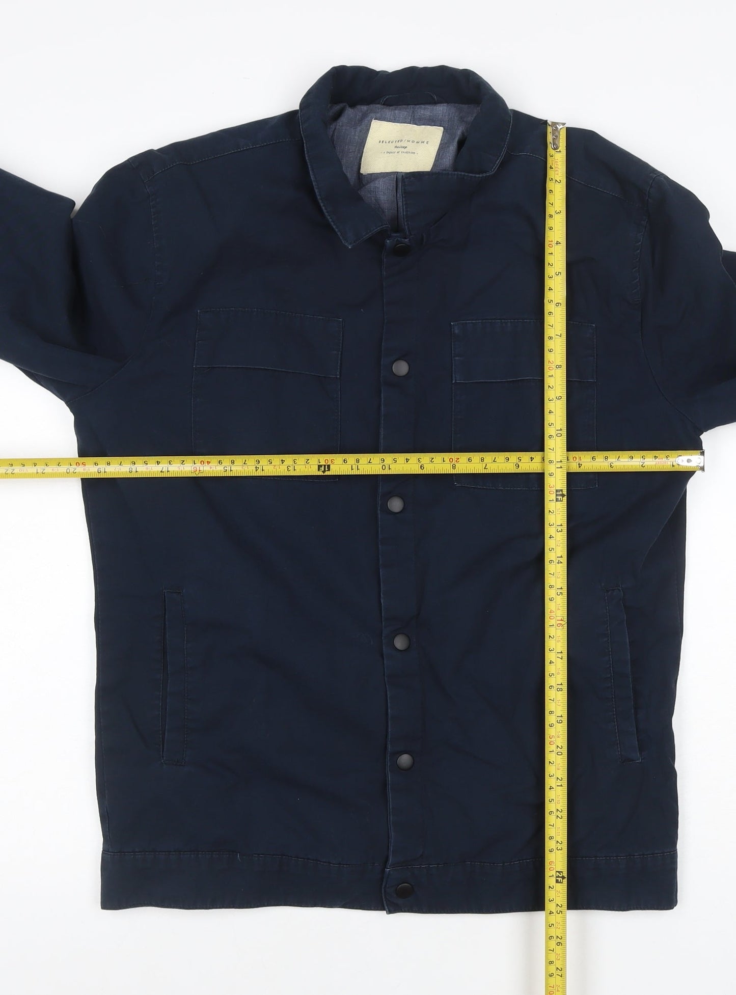 SELECTED HOMME Men's Blue Cotton Casual Jacket Size S