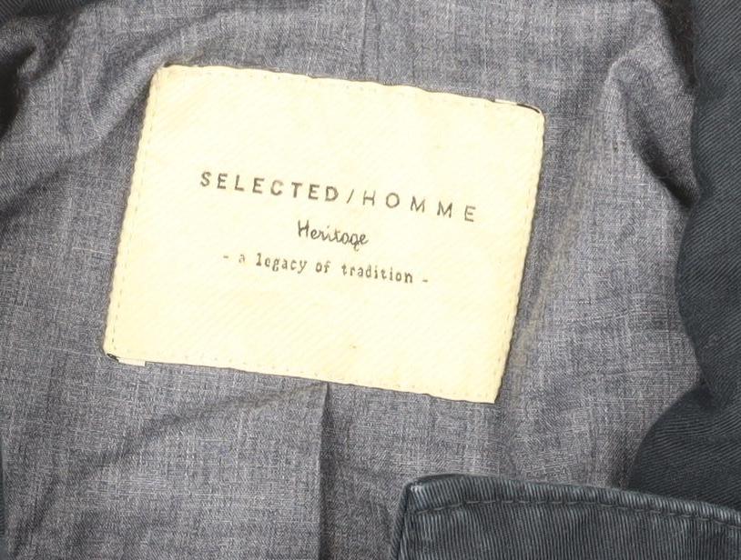 SELECTED HOMME Men's Blue Cotton Casual Jacket Size S