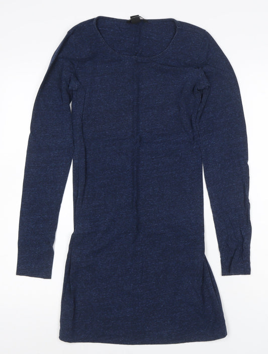 H&M Women Blue Long Sleeve Bodycon Jersey Short Dress Size S