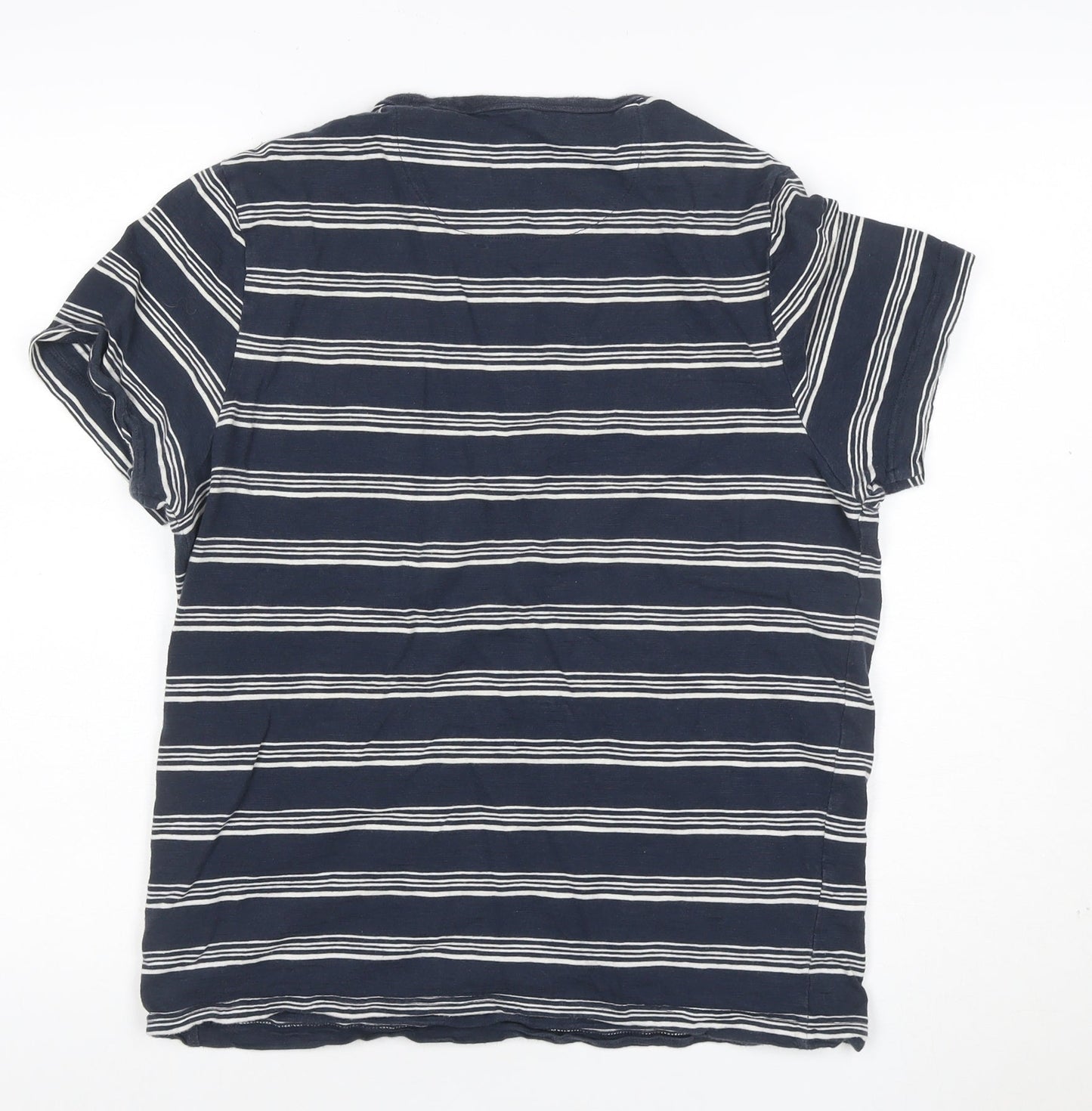 Farah Unisex Blue Striped Cotton Crew Neck T-Shirt M