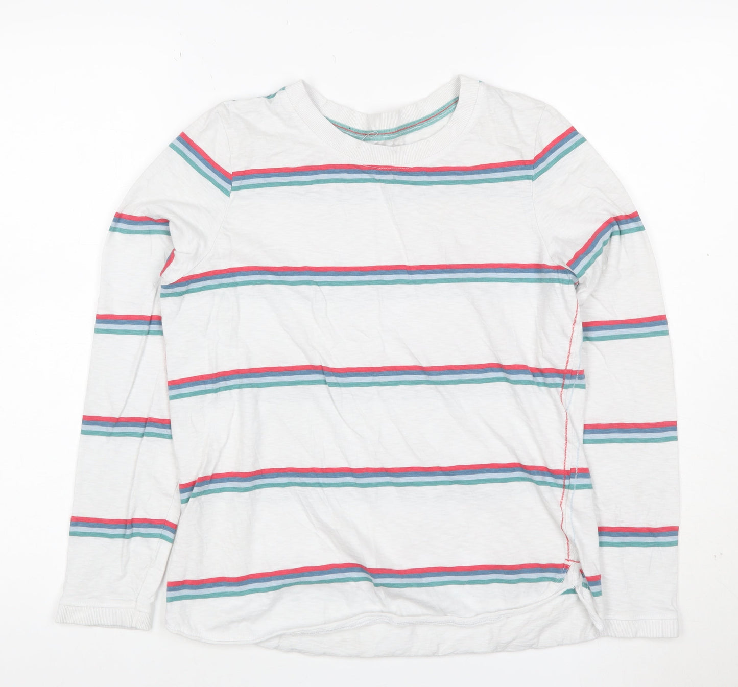 White Stuff Women’s White Striped Long Sleeve Cotton T-Shirt Size 10