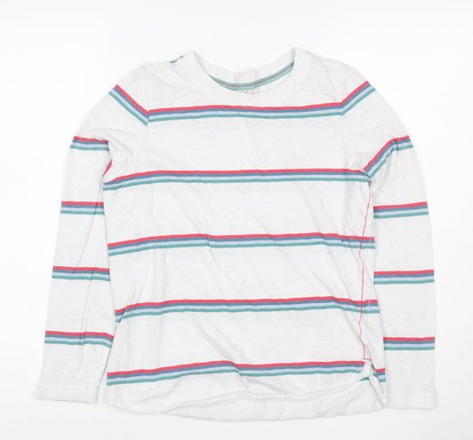 White Stuff Women’s White Striped Long Sleeve Cotton T-Shirt Size 10