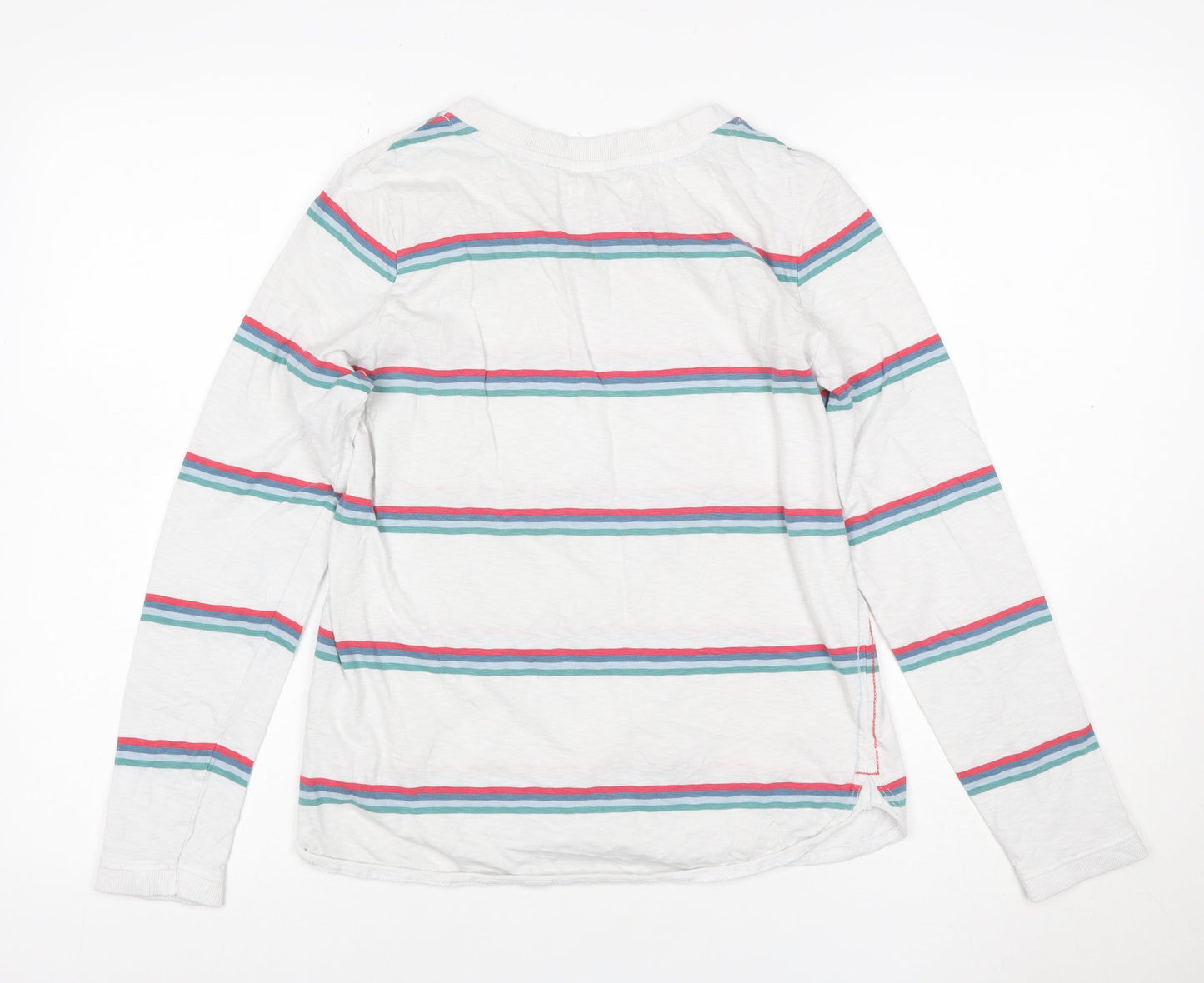 White Stuff Women’s White Striped Long Sleeve Cotton T-Shirt Size 10