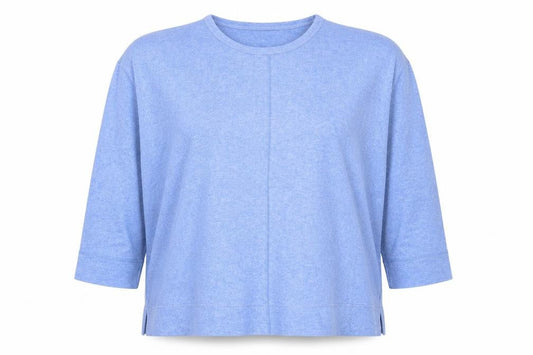Barkote Women's Blue Cotton Blend Basic 3/4 Sleeve T-Shirt Size 14