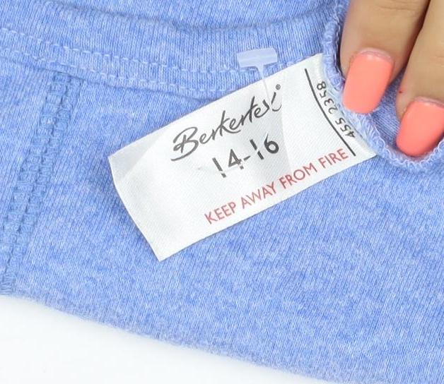 Barkote Women's Blue Cotton Blend Basic 3/4 Sleeve T-Shirt Size 14