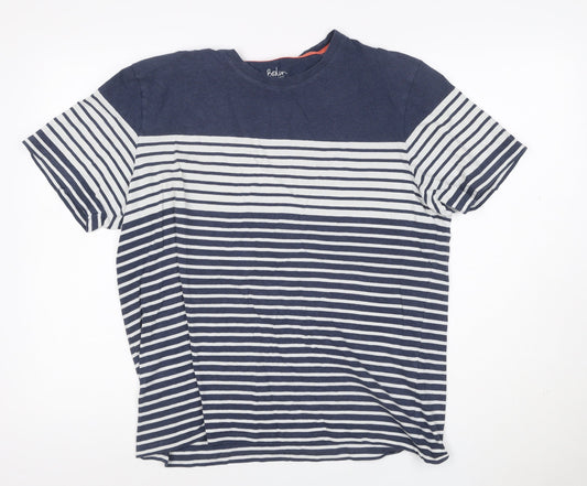 Boden Women Blue Striped Cotton Crew Neck T-Shirt L