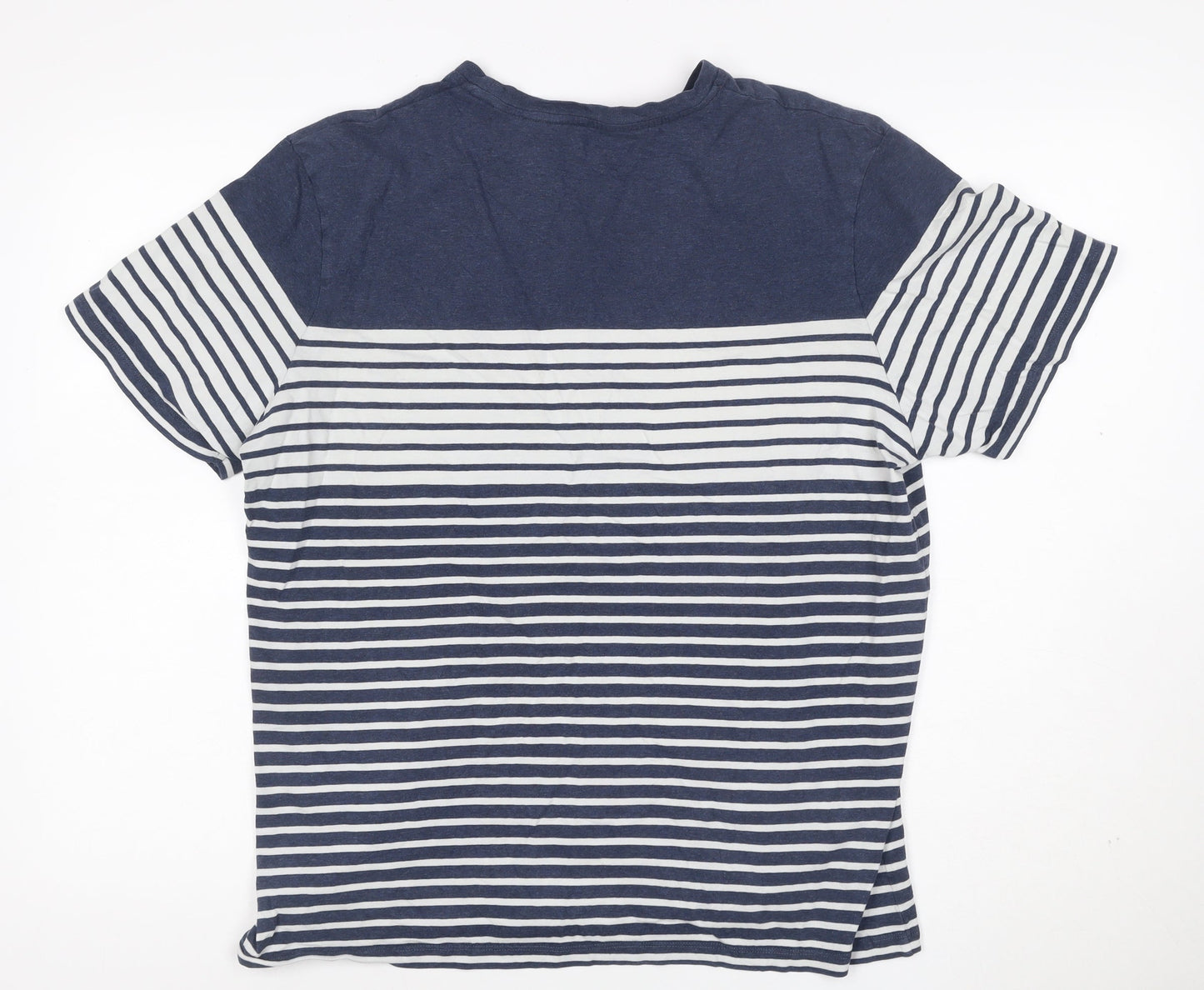 Boden Women Blue Striped Cotton Crew Neck T-Shirt L