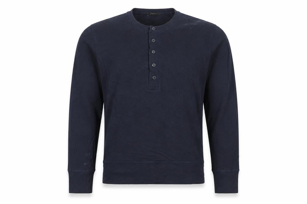 Massimo Dutti Women’s Blue Long Sleeve Henley Cotton Top Size S