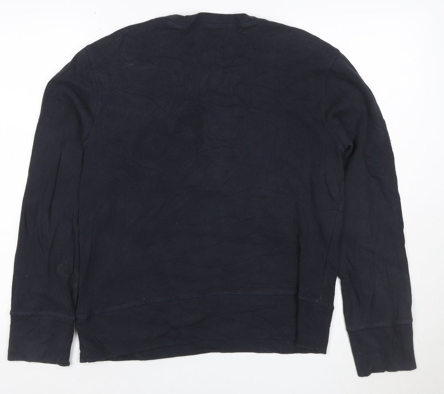 Massimo Dutti Women’s Blue Long Sleeve Henley Cotton Top Size S