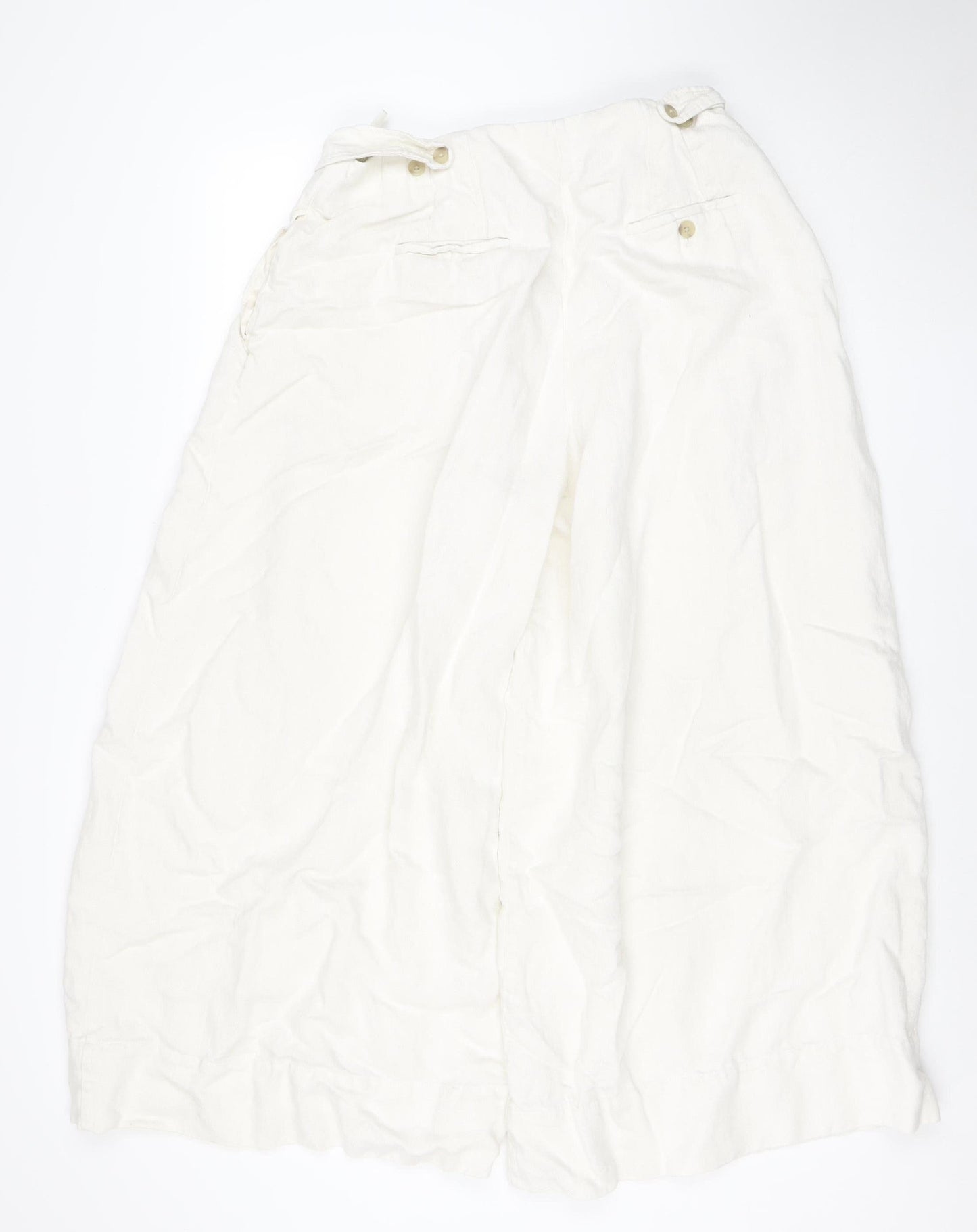 Marks and Spencer Autograph Women Ivory Wide-Leg Linen Trousers Size 16