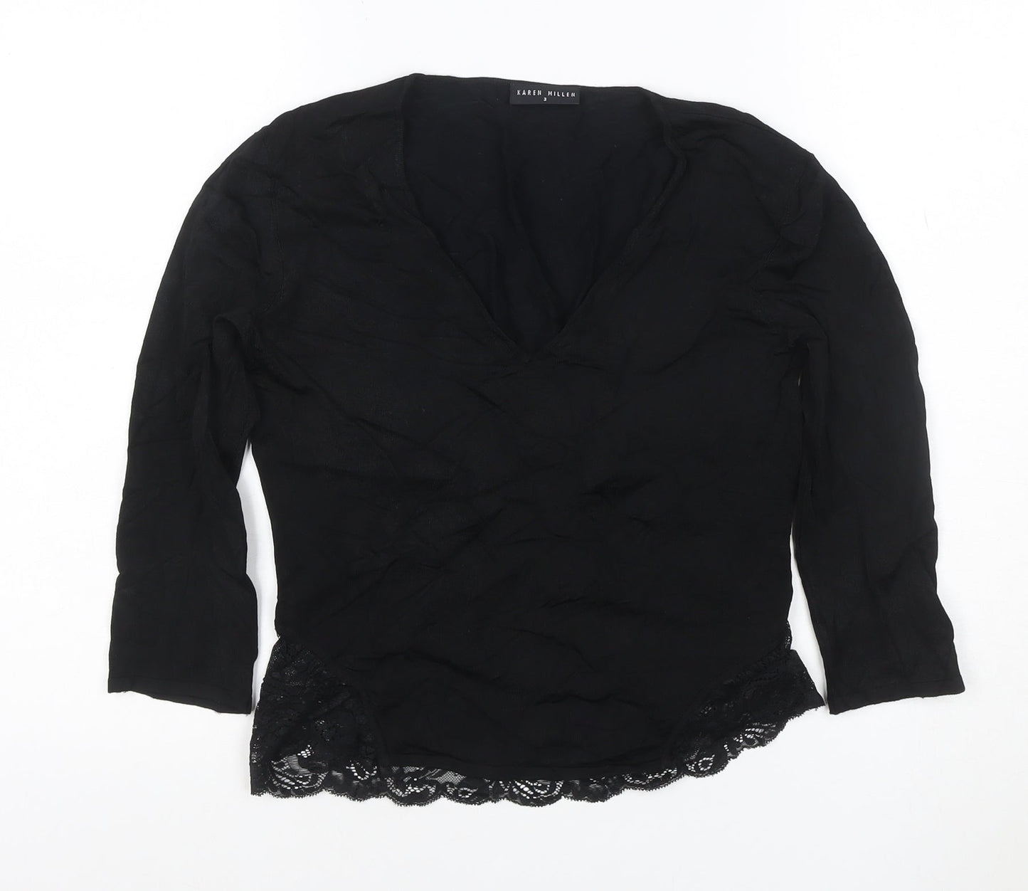 Karen Millen Women’s Black Lace Wrap Blouse Size 12