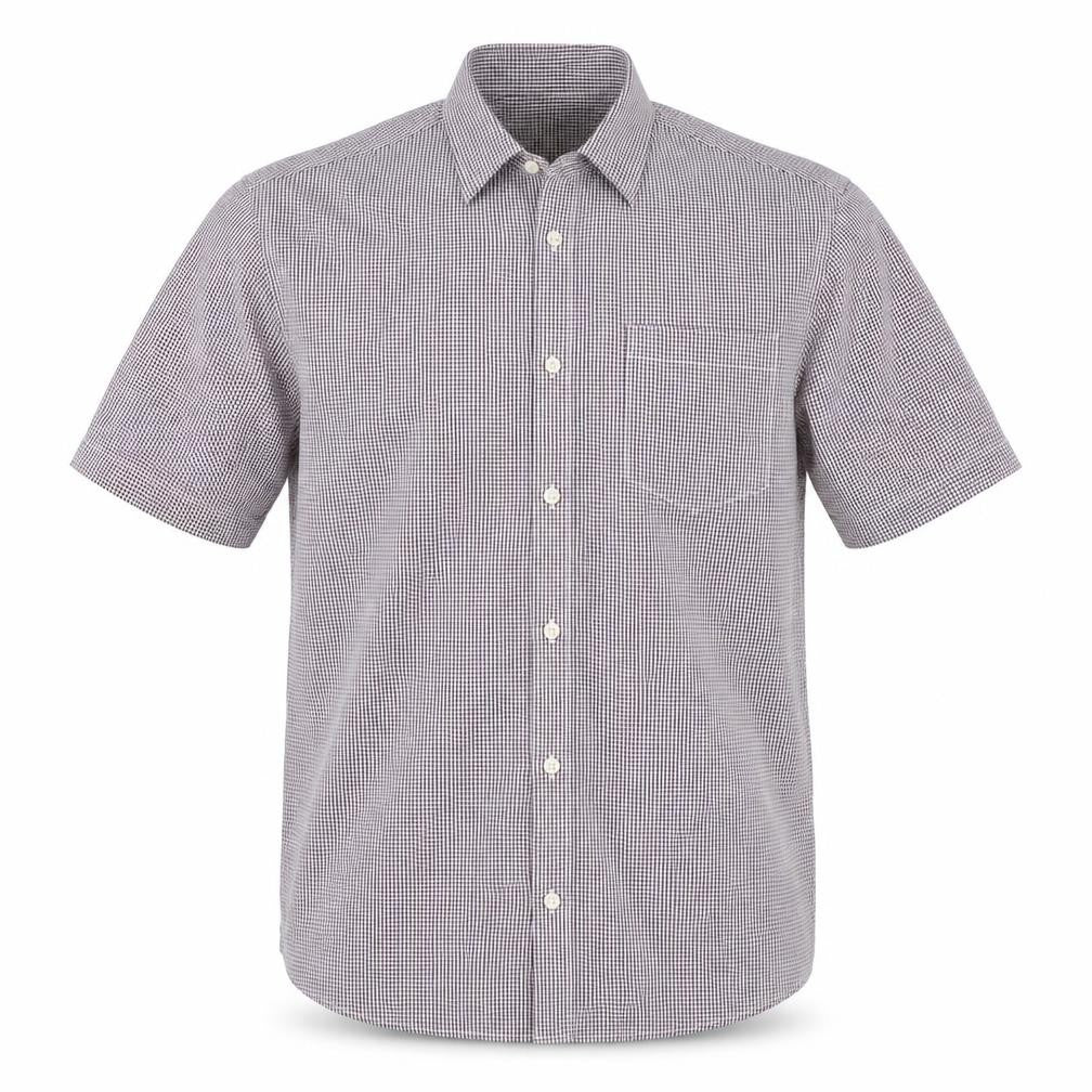 Marks & Spencer Men's Purple Check Short Sleeve Button-Up Shirt L
