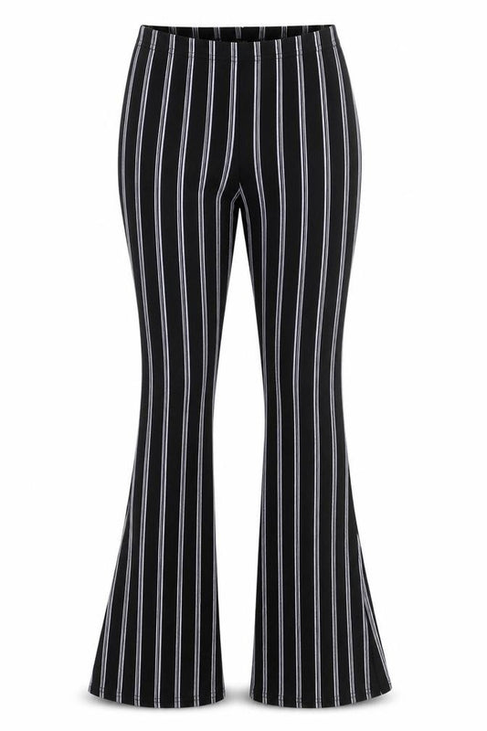 Boohoo Women's Black Striped Flared Slim Trousers Size 6