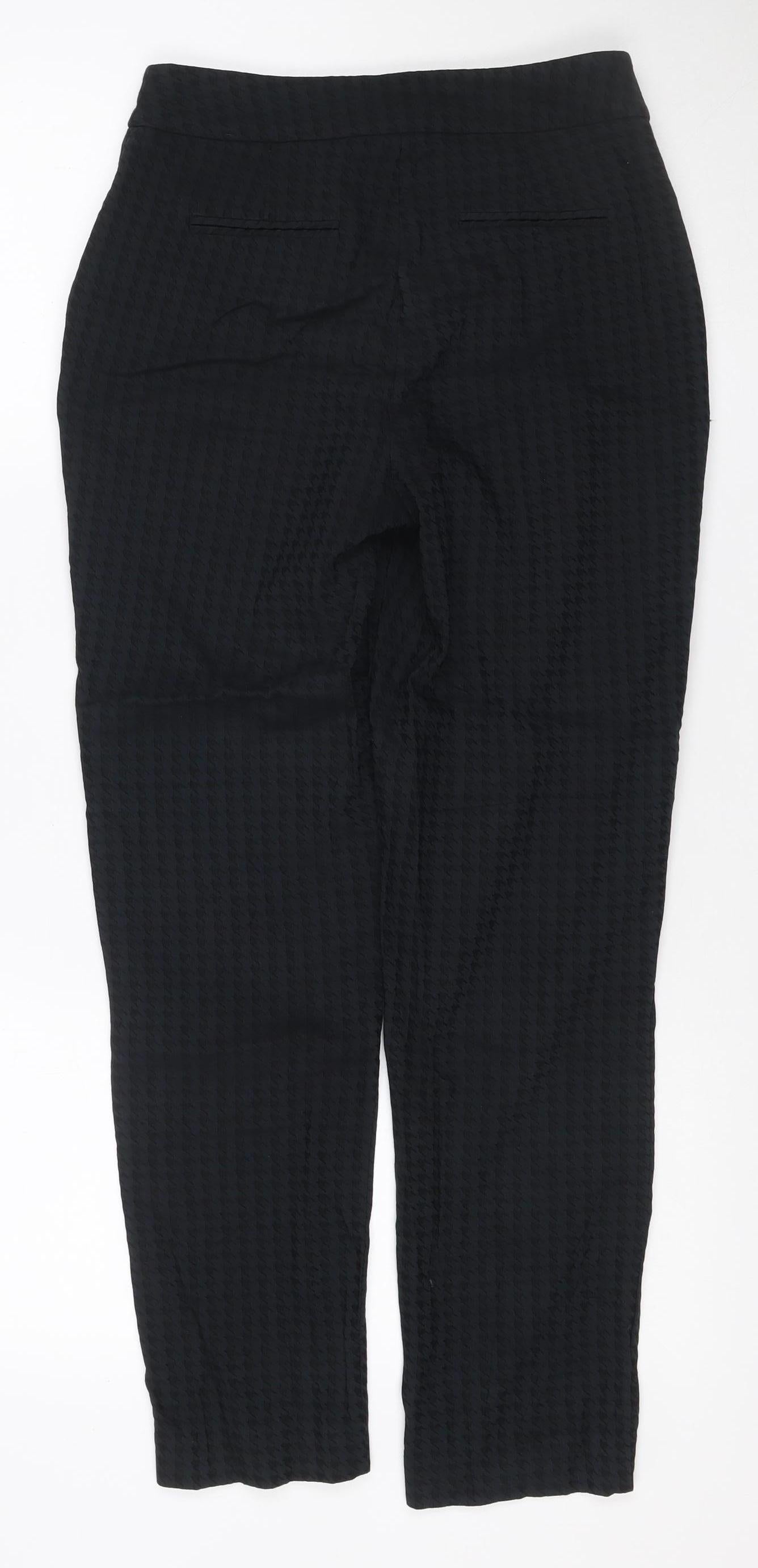 Warehouse Women Black UK 6 Slim Fit Textured Trousers