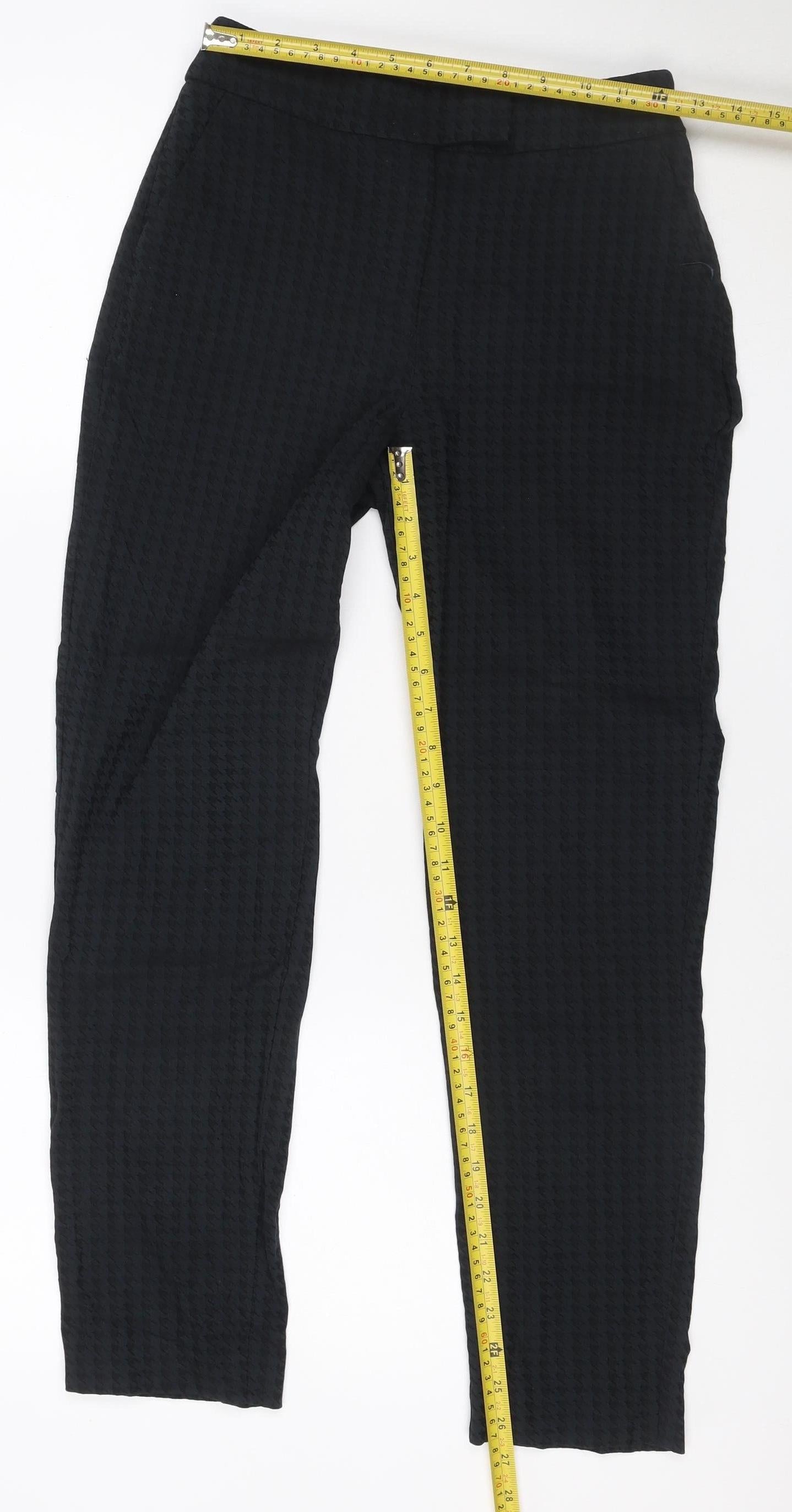 Warehouse Women Black UK 6 Slim Fit Textured Trousers