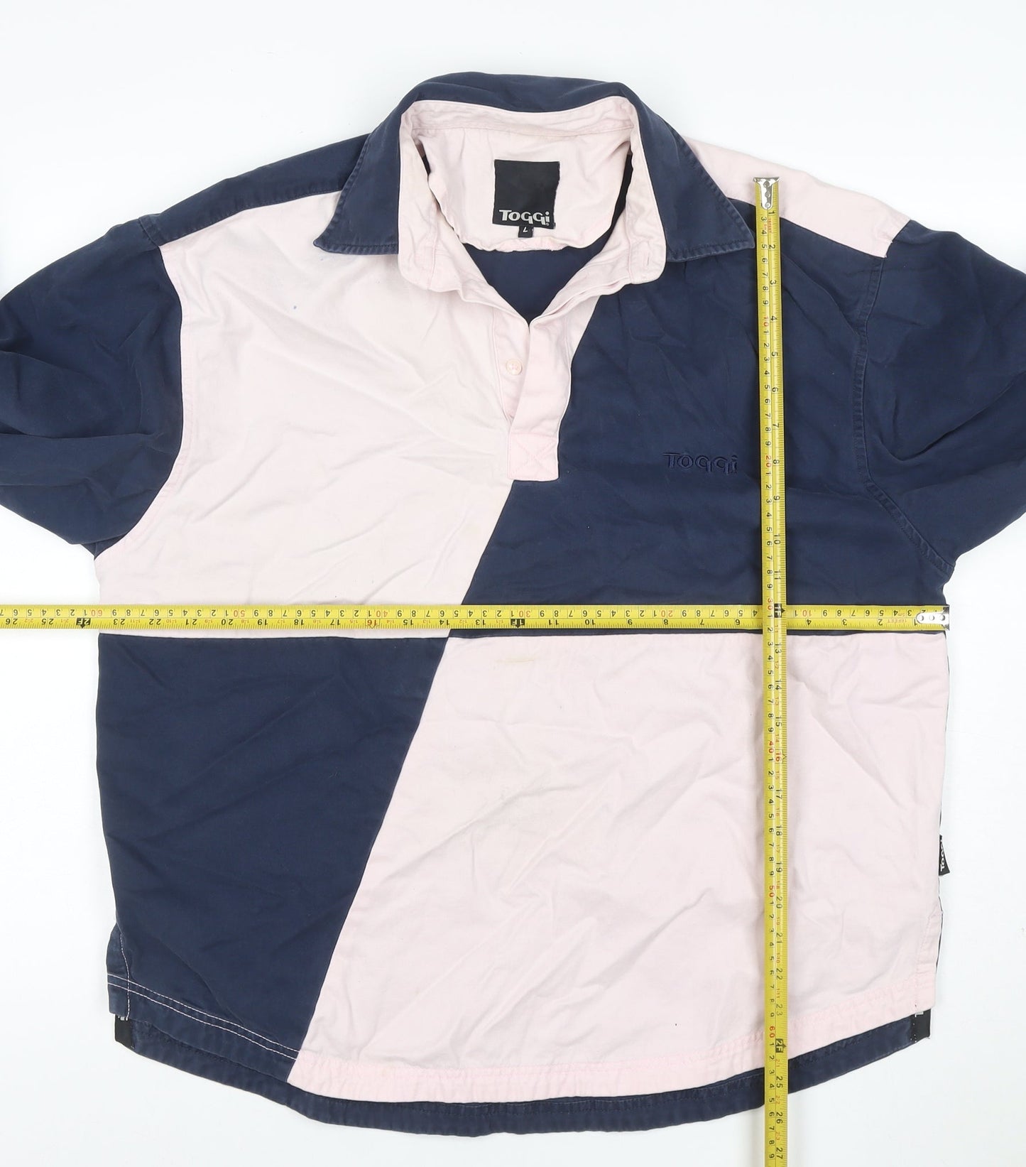 Toggi Womens Navy Pink Colourblock Cotton Henley Sweatshirt L