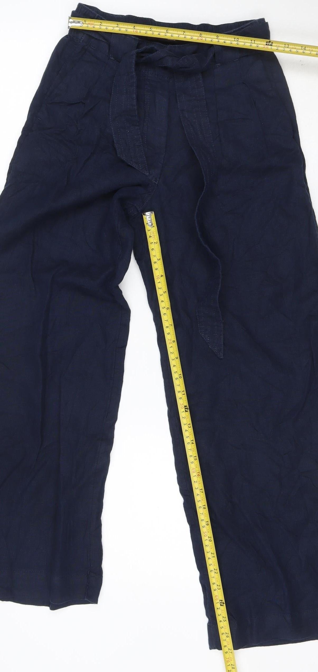 Marks and Spencer Women’s Blue Linen Blend Cropped Trousers Size 8