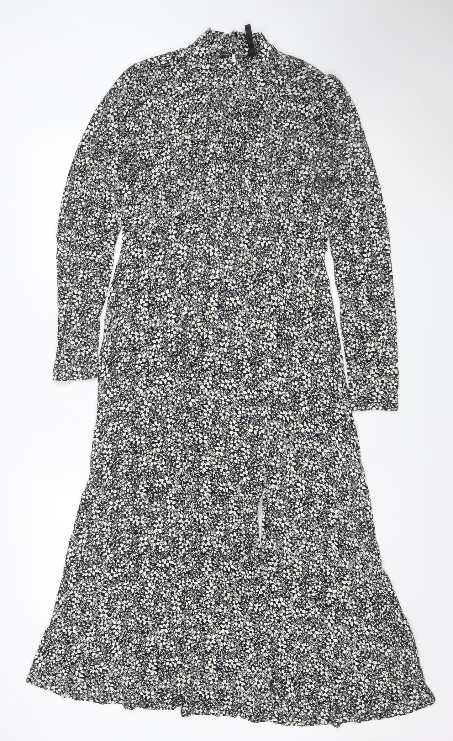Forever New Women's Black Floral Midi Wrap Dress Size 10