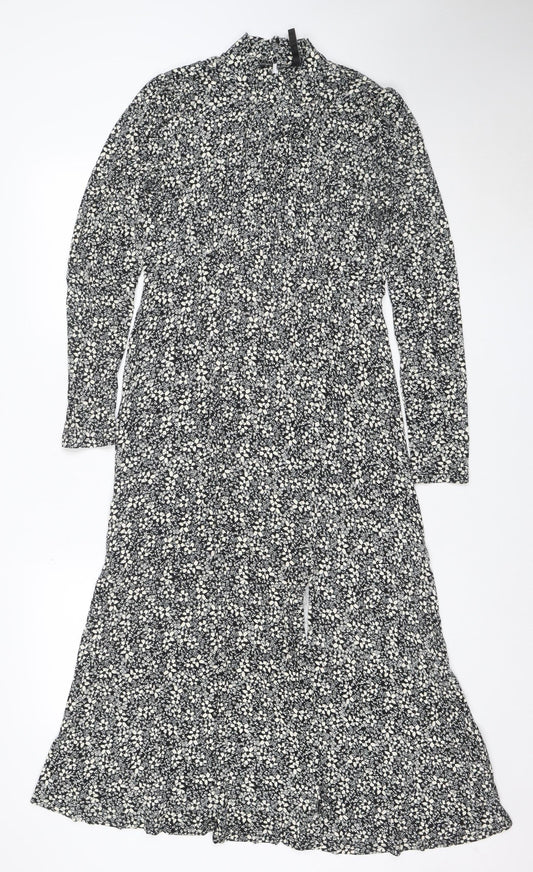 Forever New Women's Black Floral Midi Wrap Dress Size 10