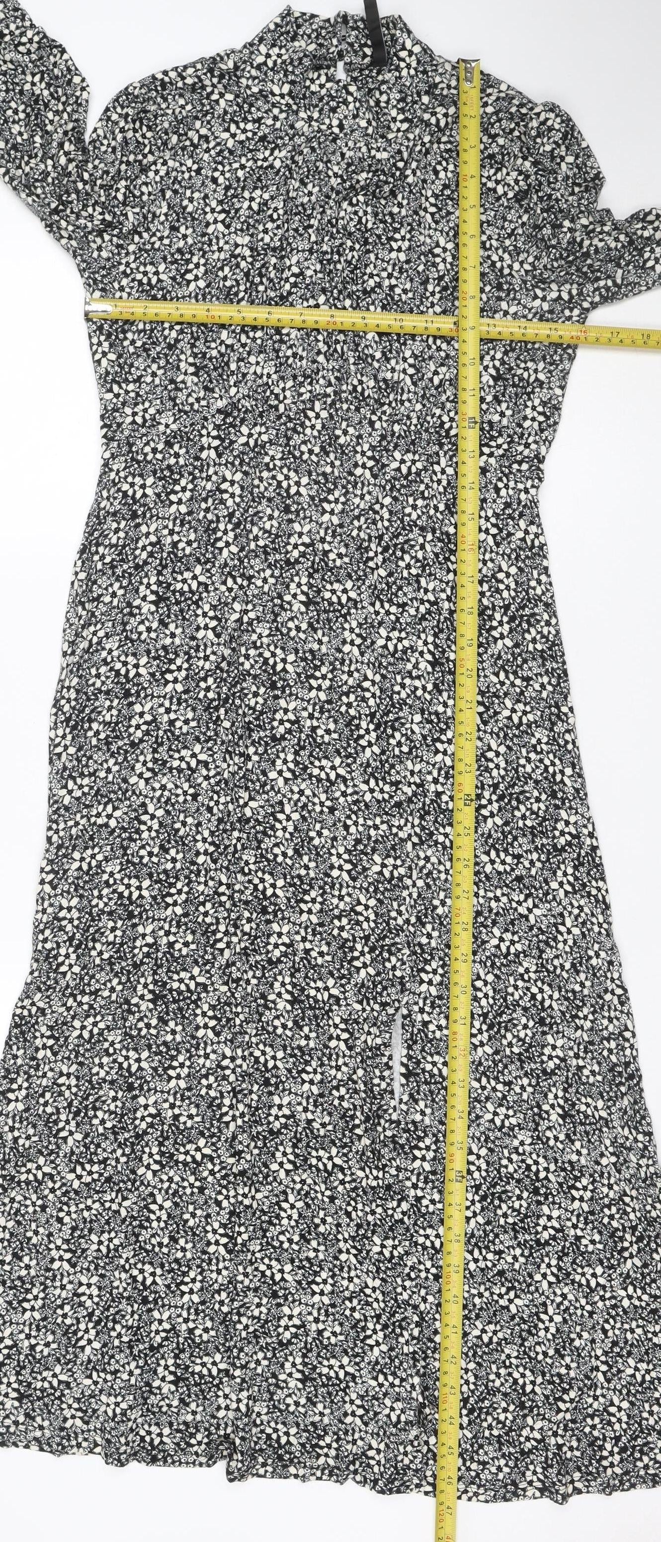 Forever New Women's Black Floral Midi Wrap Dress Size 10
