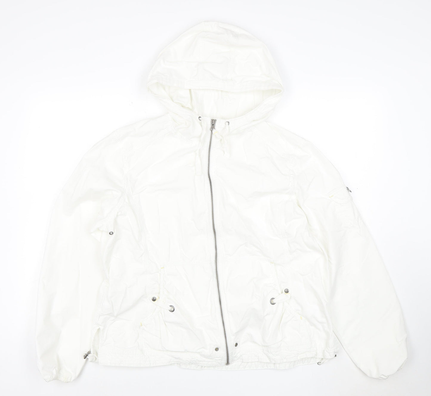 Eddie Bauer Womens White XL Hooded Ripstop Cotton Anorak Jacket