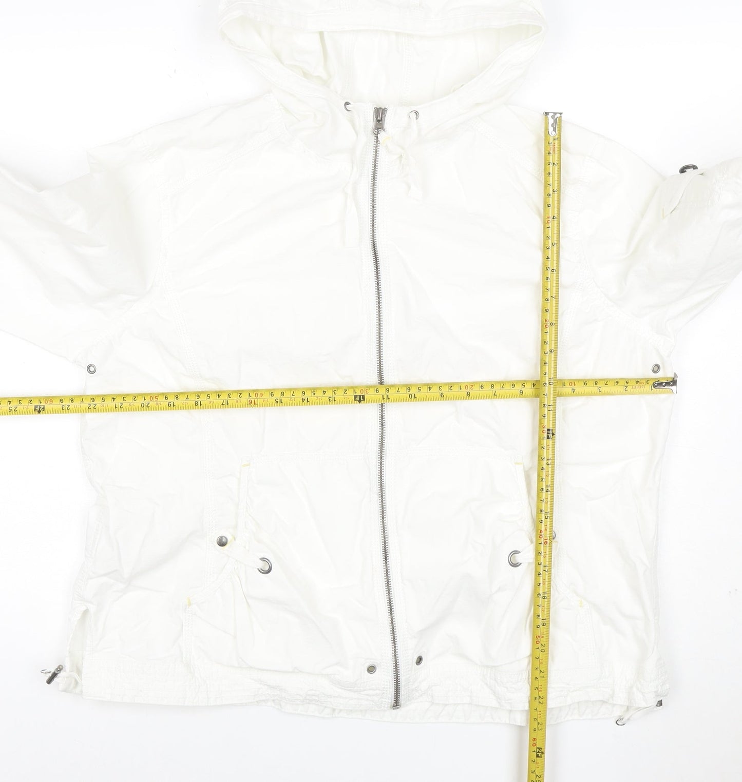 Eddie Bauer Womens White XL Hooded Ripstop Cotton Anorak Jacket