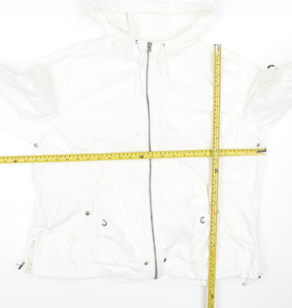 Eddie Bauer Womens White XL Hooded Ripstop Cotton Anorak Jacket