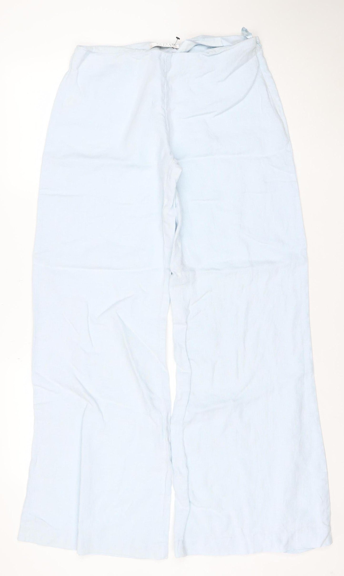 Nougat London Women's Light Blue Linen Wide-Leg Trousers Size 10