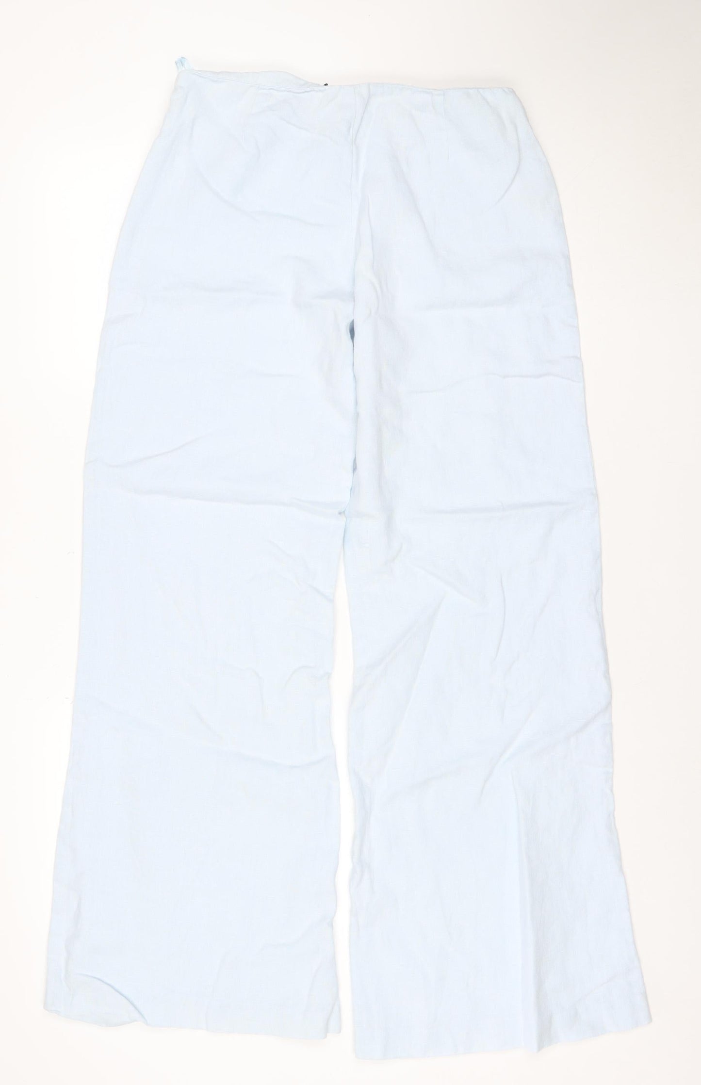 Nougat London Women's Light Blue Linen Wide-Leg Trousers Size 10