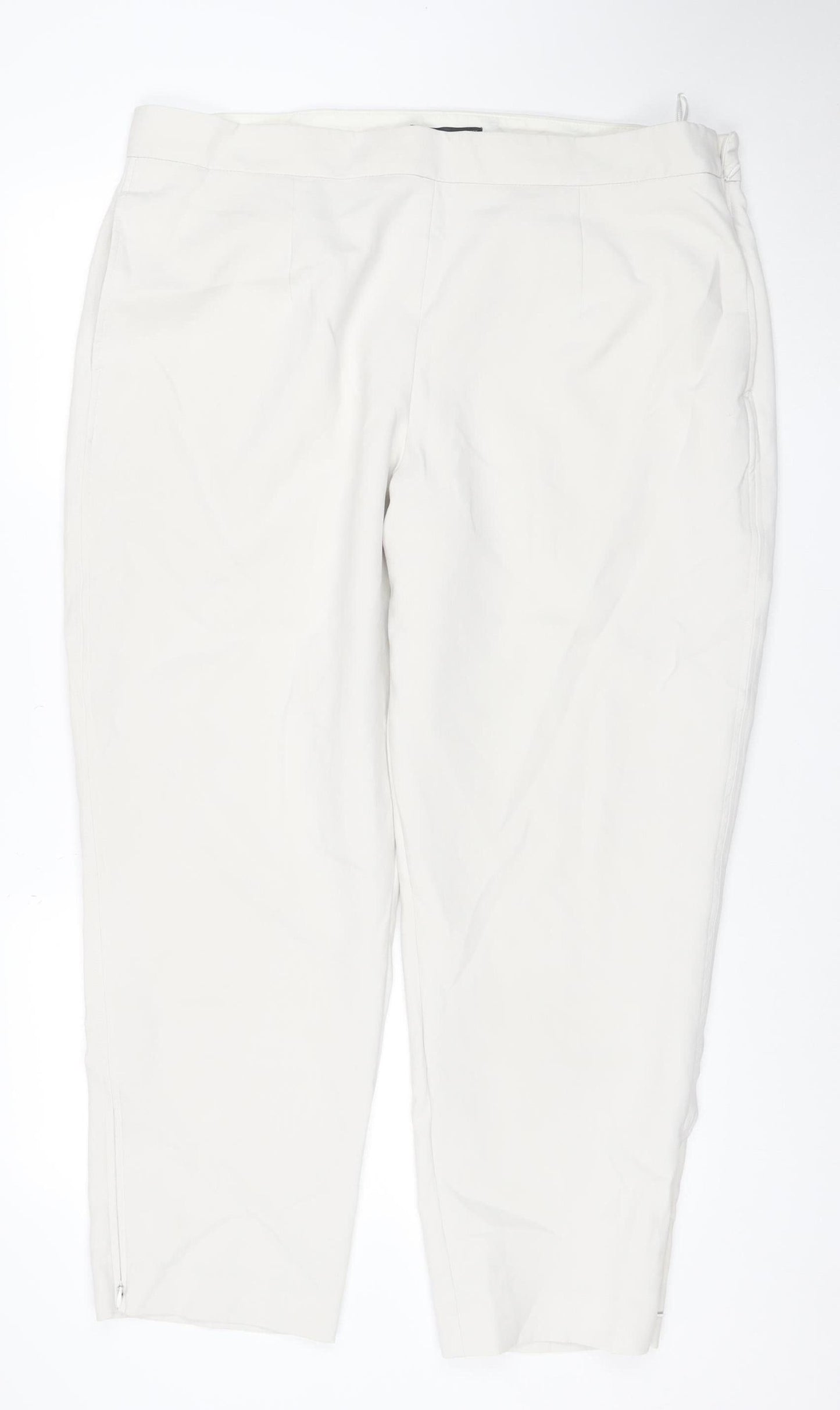 Marks and Spencer Women Ivory Regular Fit Trousers Size 22