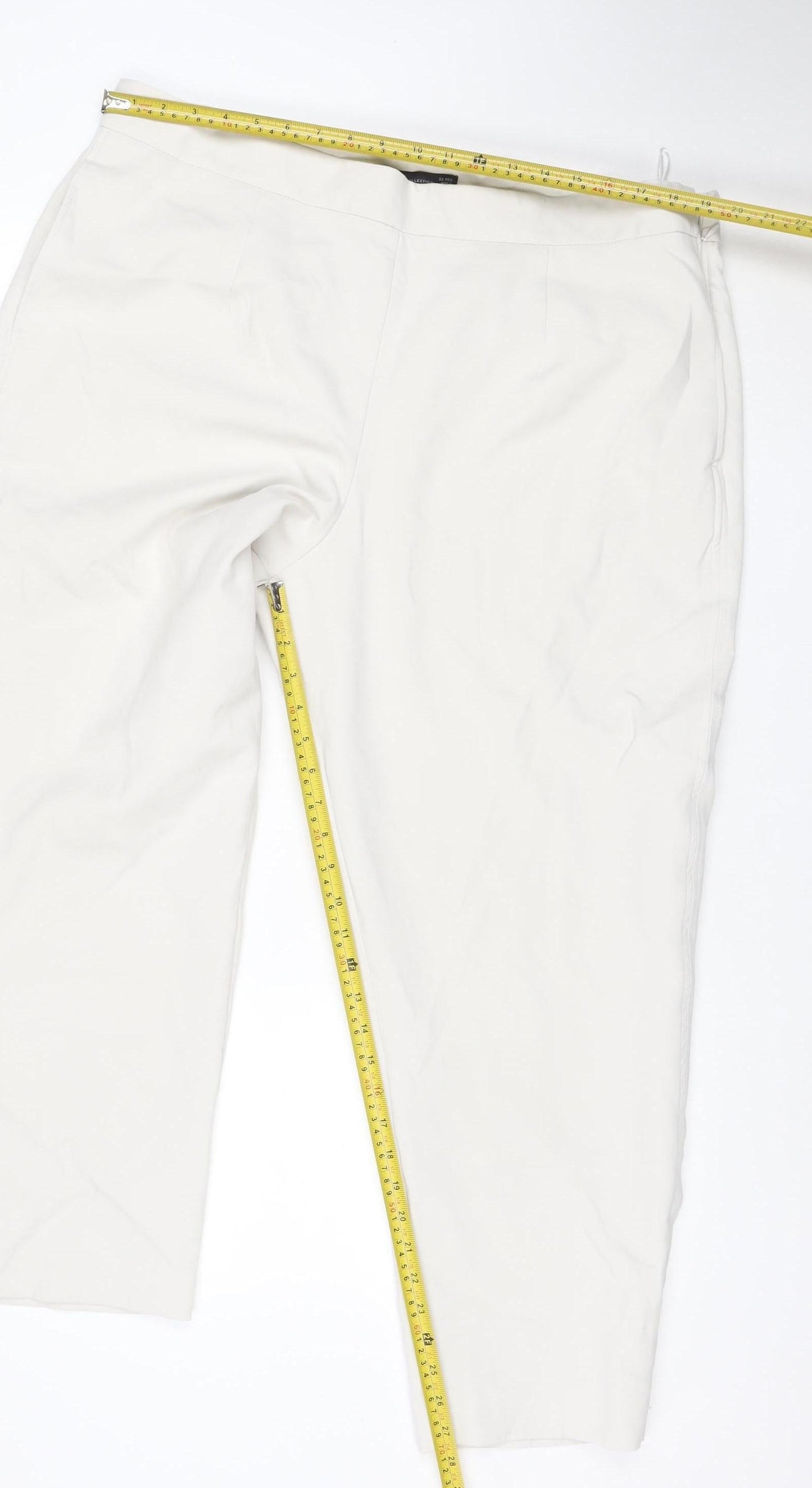 Marks and Spencer Women Ivory Regular Fit Trousers Size 22