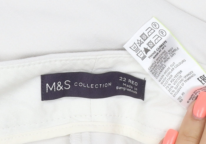Marks and Spencer Women Ivory Regular Fit Trousers Size 22