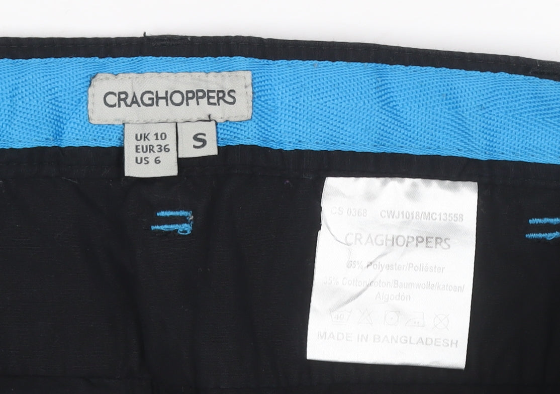 Craghoppers Womens Black Cargo Trousers Size 10 Regular Fit Travel Pants